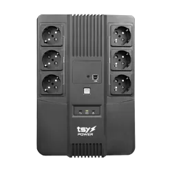 UPS TSY Power, 600VA/360W, LED, AVR-repornire automata, Management, 6 x Schuko, 2 x RJ45, 1 X USB type B TSY-D-0K6-LED